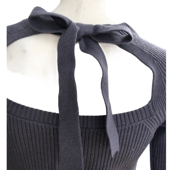 Banana Republic Tie back Sweater Heather Gray Purple Size XS - Picture 4 of 8